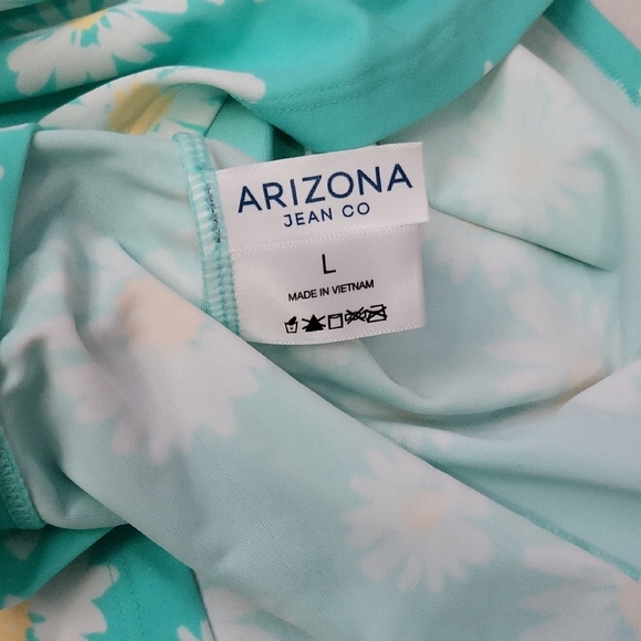 Arizona Jean Company Teal Floral Swim Top Size L - Picture 6 of 7